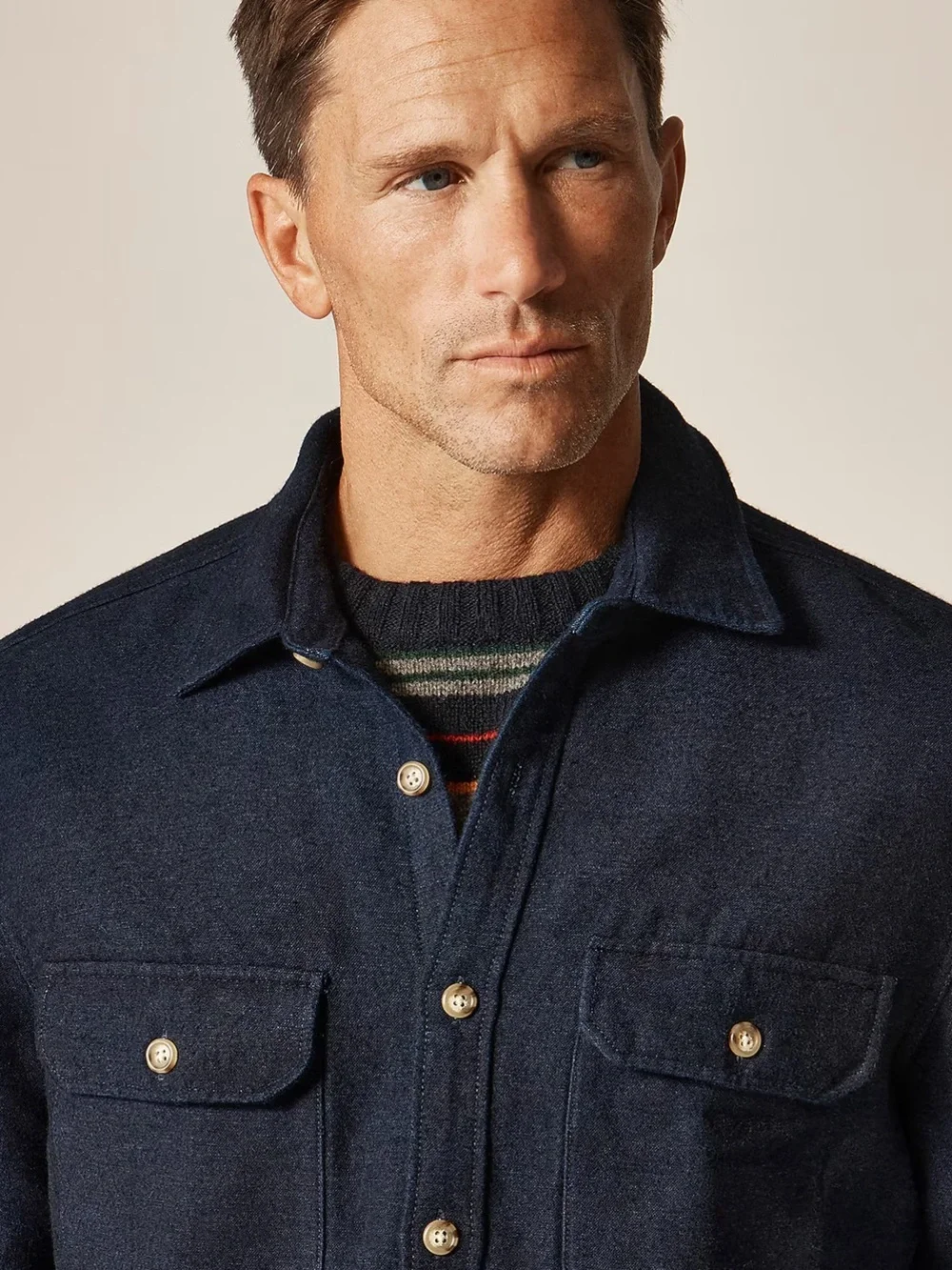 J crew indigo Heavyweight chamois workshirt in Japanese cotton